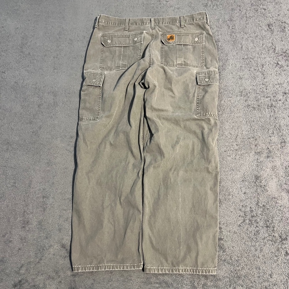Vintage 90s Carhartt Canvas Cargo Pants Green Mens 38x30 Baggy
